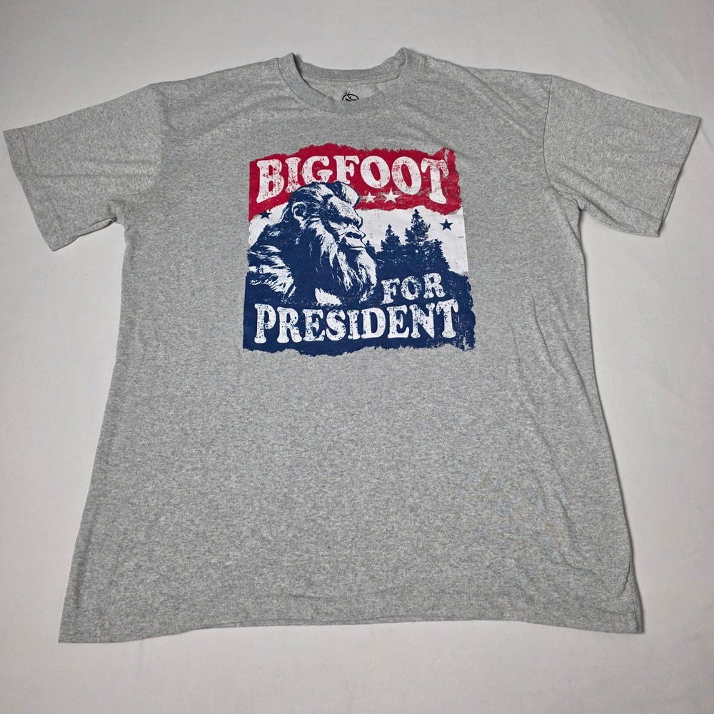Staghorn Outfitters‎ T-Shirt Mens Large Gray Bigfoot For President Graphic Tee